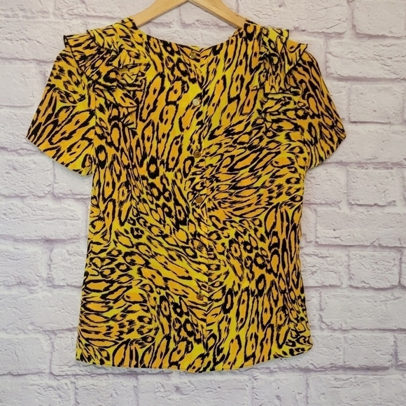 Juicy Couture Silk Ruffle Shoulder Back Button-Up Top 0 - Picture 2 of 8